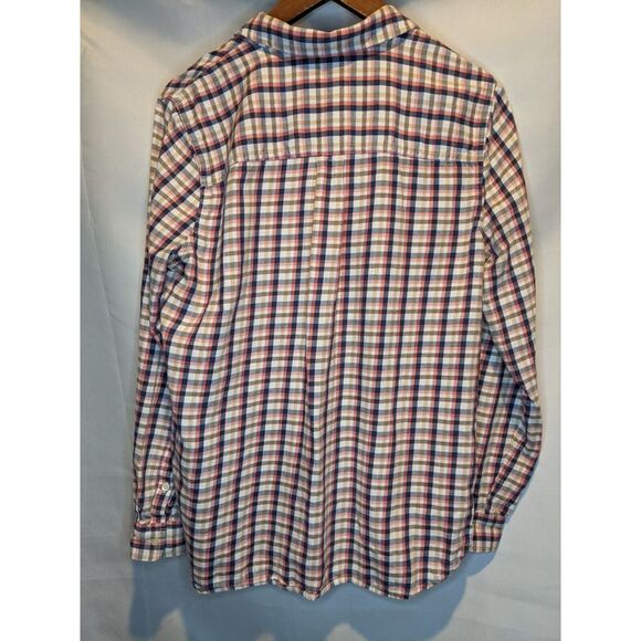 Madewell Flannel Shirt Women's Size Large Coral, Navy Blue, Tan - Picture 2 of 8